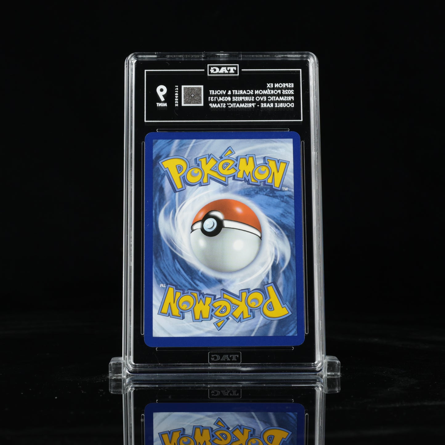 2025 Pokémon Scarlet & Violet Prismatic Evolutions Surprise Box 034/131 Espeon ex Double Rare - "Prismatic Evolutions" Stamp - TAG MINT 9