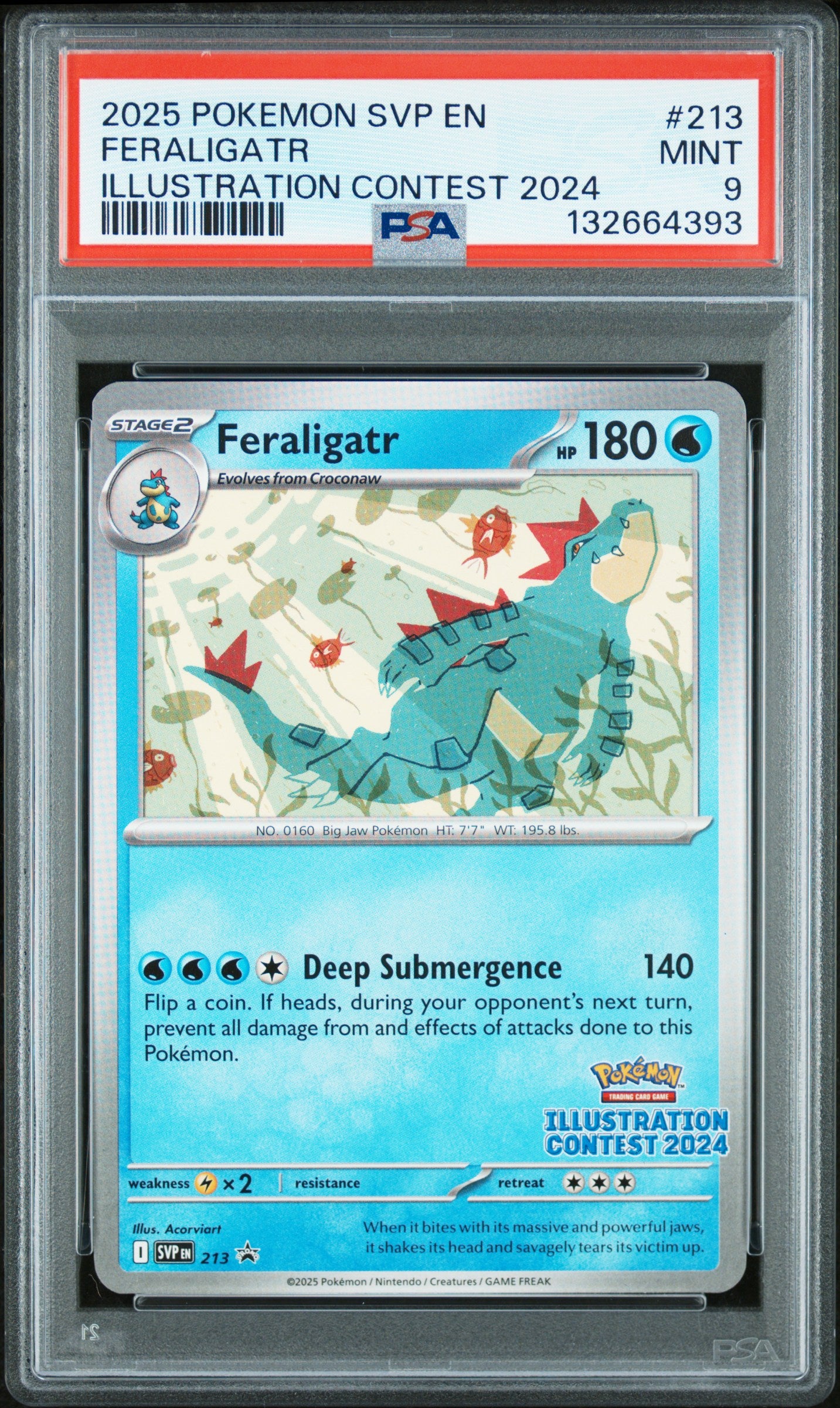 2025 POKEMON SVP EN-SV BLACK STAR PROMO 213 FERALIGATR ILLUSTRATION CONTEST 2024 - PSA MINT 9