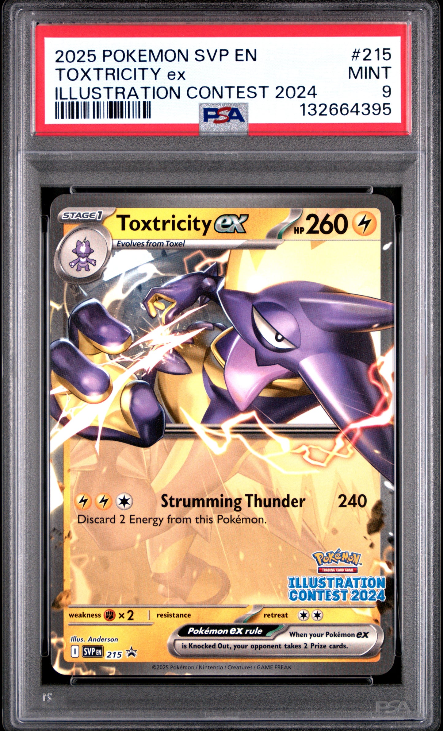 2025 POKEMON SVP EN-SV BLACK STAR PROMO 215 TOXTRICITY EX ILLUSTRATION CONTEST 2024 - PSA MINT 9