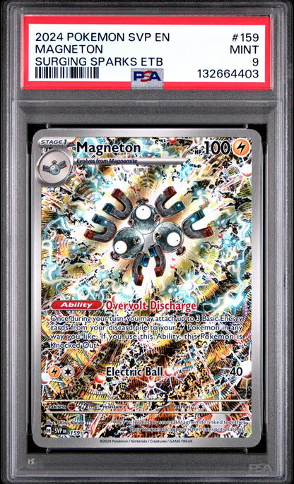 2024 POKEMON SVP EN-SV BLACK STAR PROMO 159 MAGNETON SURGING SPARKS ELITE TRAINER BOX - PSA MINT 9