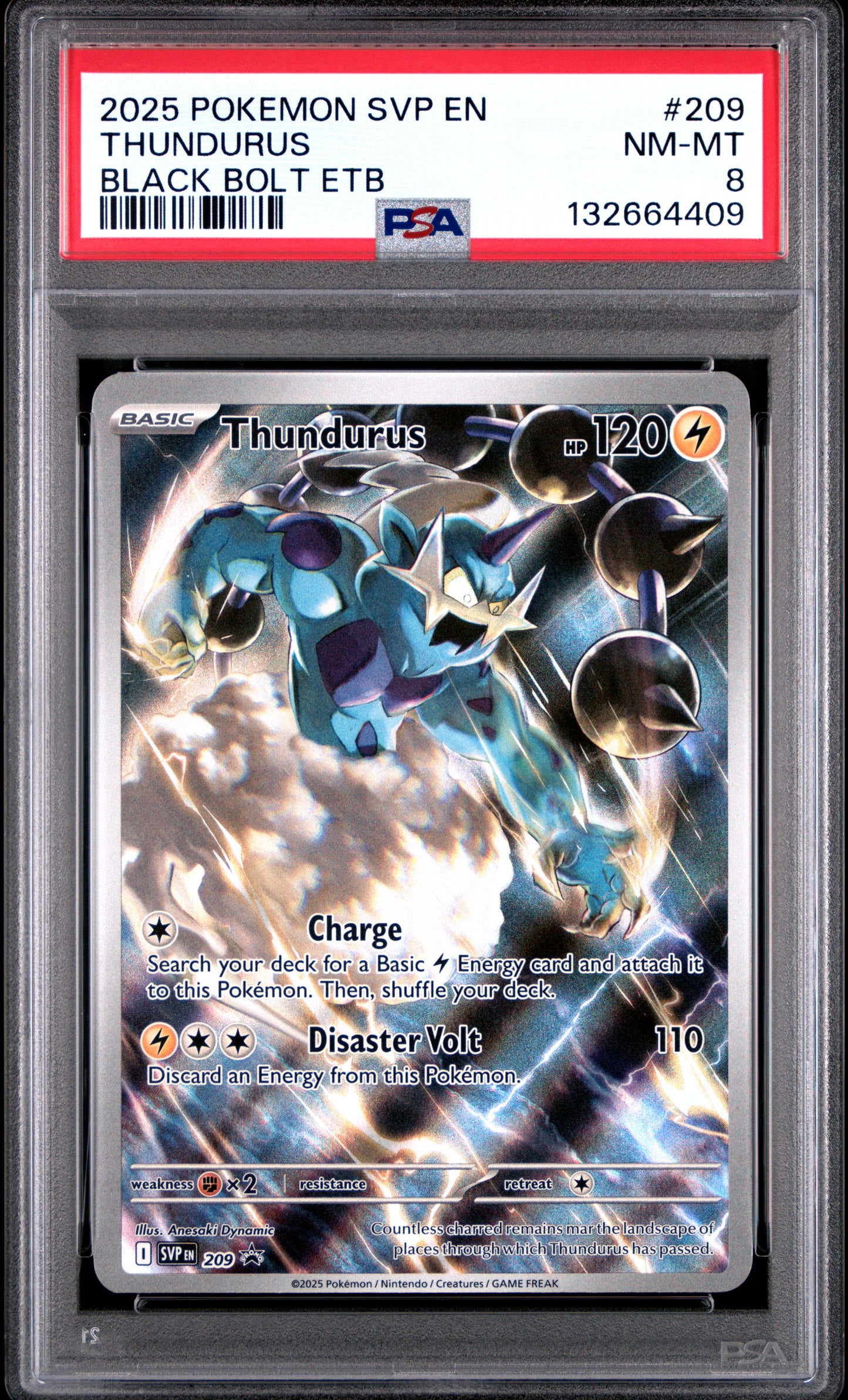 2025 POKEMON SVP EN-SV BLACK STAR PROMO 209 THUNDURUS BLACK BOLT ELITE TRAINER BOX - PSA NEAR MINT-MINT 8