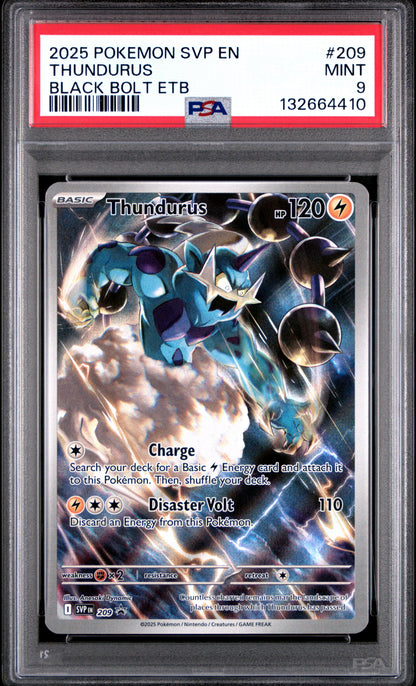 2025 POKEMON SVP EN-SV BLACK STAR PROMO 209 THUNDURUS BLACK BOLT ELITE TRAINER BOX - PSA MINT 9