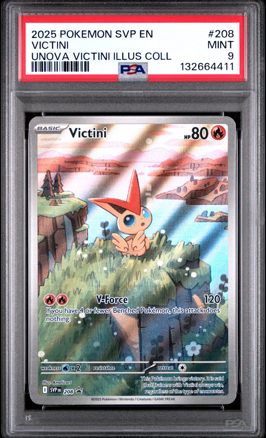 2025 POKEMON SVP EN-SV BLACK STAR PROMO 208 VICTINI UNOVA VICTINI ILLUSTRATION COLLECTION - PSA MINT 9