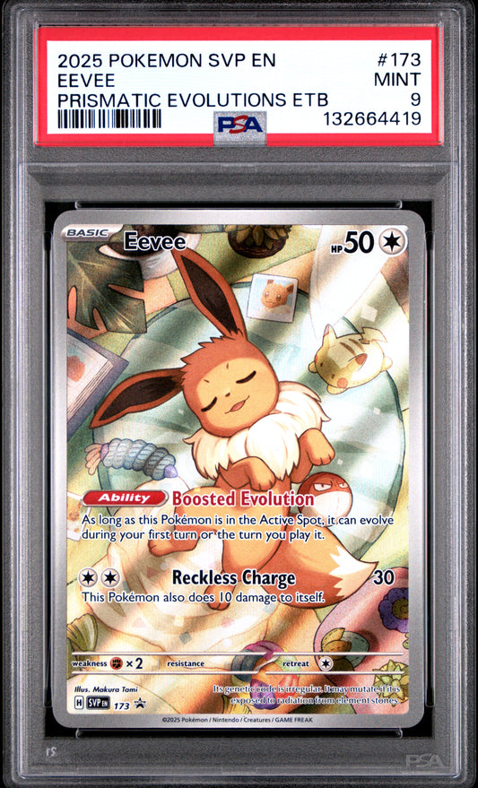 2025 POKEMON SVP EN-SV BLACK STAR PROMO 173 EEVEE PRISMATIC EVOLUTIONS ELITE TRAINER BOX - PSA MINT 9
