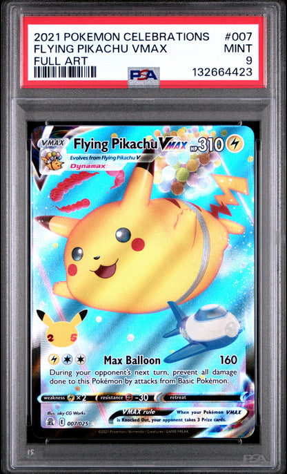 2021 POKEMON CELEBRATIONS 007 FULL ART/FLYING PIKACHU VMAX - PSA MINT 9