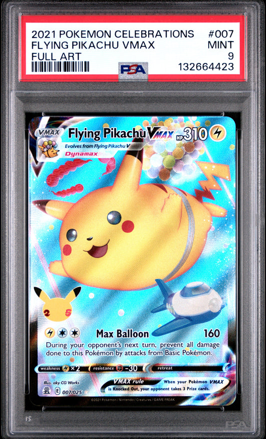 2021 POKEMON CELEBRATIONS 007 FULL ART/FLYING PIKACHU VMAX - PSA MINT 9