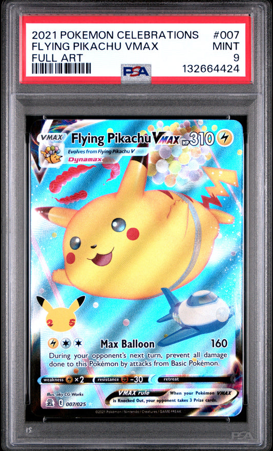 2021 POKEMON CELEBRATIONS 007 FULL ART/FLYING PIKACHU VMAX - PSA MINT 9
