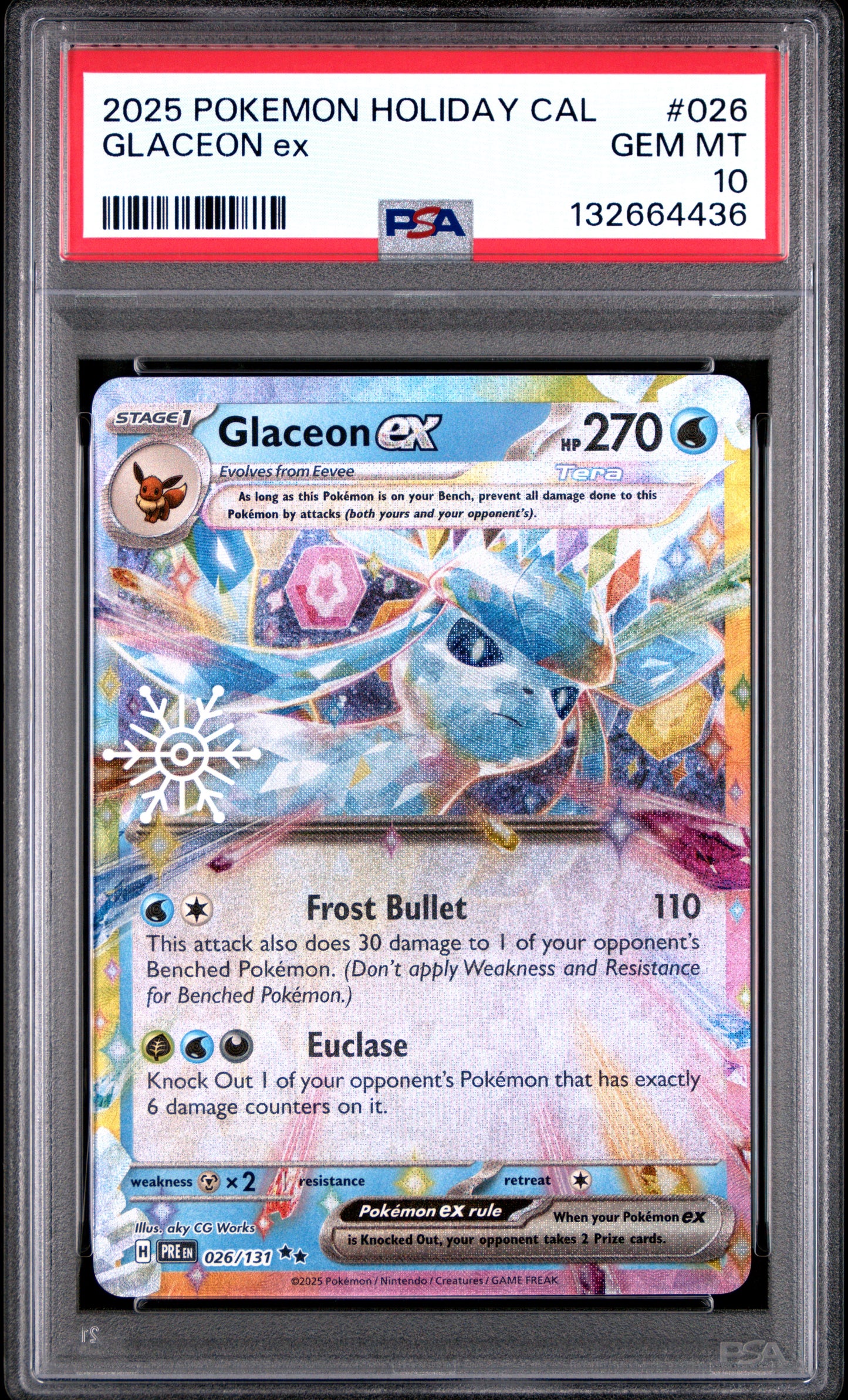 2025 POKEMON HOLIDAY CALENDAR 026 GLACEON EX - PSA GEM MINT 10