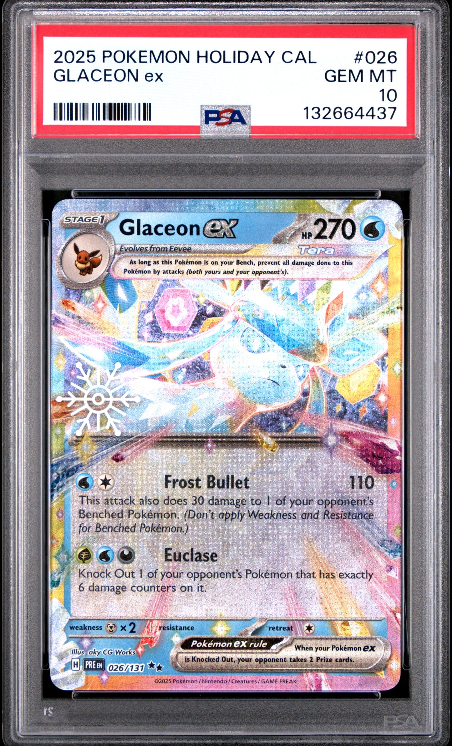 2025 POKEMON HOLIDAY CALENDAR 026 GLACEON EX - PSA GEM MINT 10
