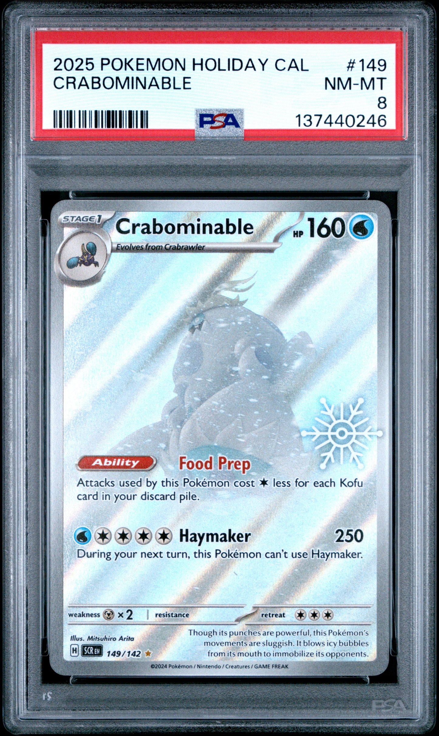 2025 POKEMON HOLIDAY CALENDAR 149 CRABOMINABLE - PSA NEAR MINT-MINT 8