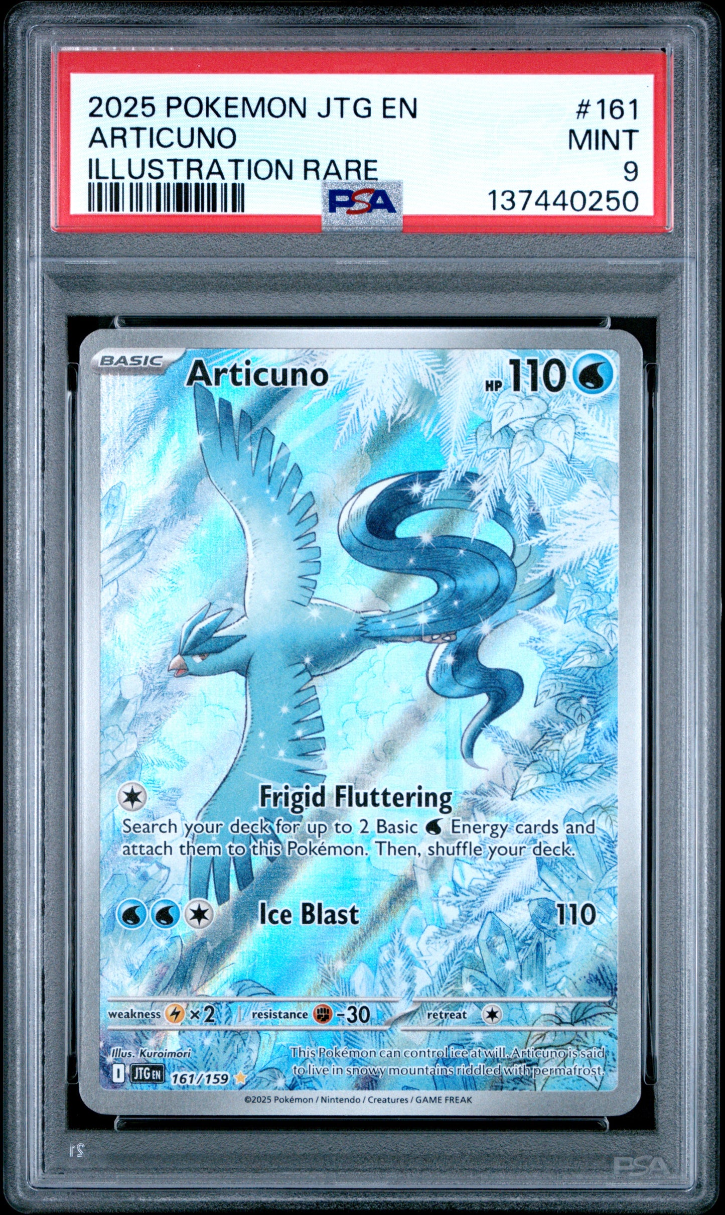 2025 POKEMON JTG EN-JOURNEY TOGETHER 161 ARTICUNO ILLUSTRATION RARE - PSA MINT 9