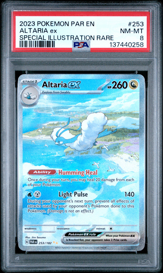 2023 POKEMON PAR EN-PARADOX RIFT 253 ALTARIA EX SPECIAL ILLUSTRATION RARE - PSA NEAR MINT-MINT 8