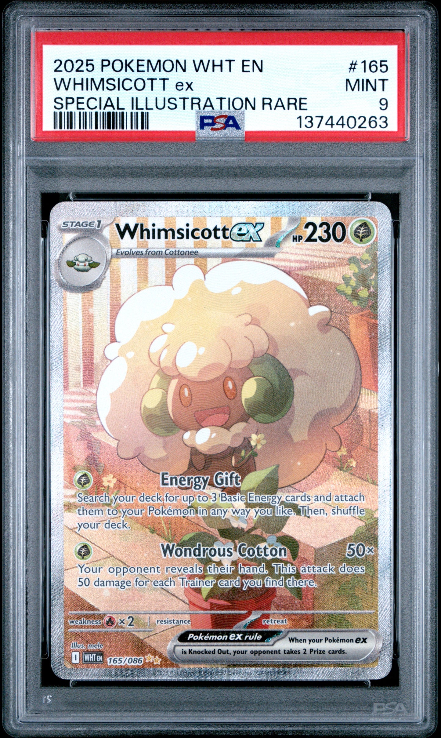 2025 POKEMON WHT EN-WHITE FLARE 165 WHIMSICOTT EX SPECIAL ILLUSTRATION RARE - PSA MINT 9