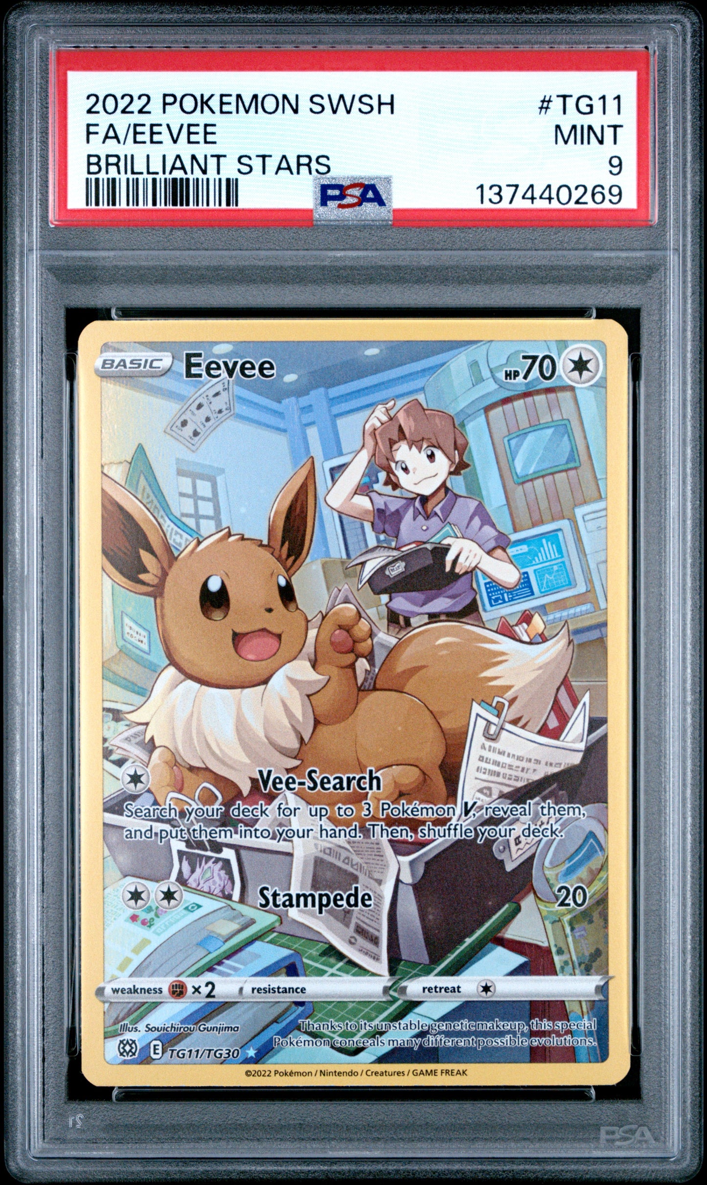 2022 POKEMON SWORD & SHIELD BRILLIANT STARS TG11 FULL ART/EEVEE - PSA MINT 9