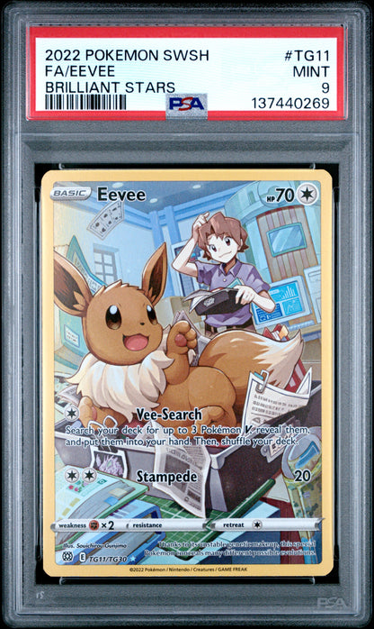 2022 POKEMON SWORD & SHIELD BRILLIANT STARS TG11 FULL ART/EEVEE - PSA MINT 9