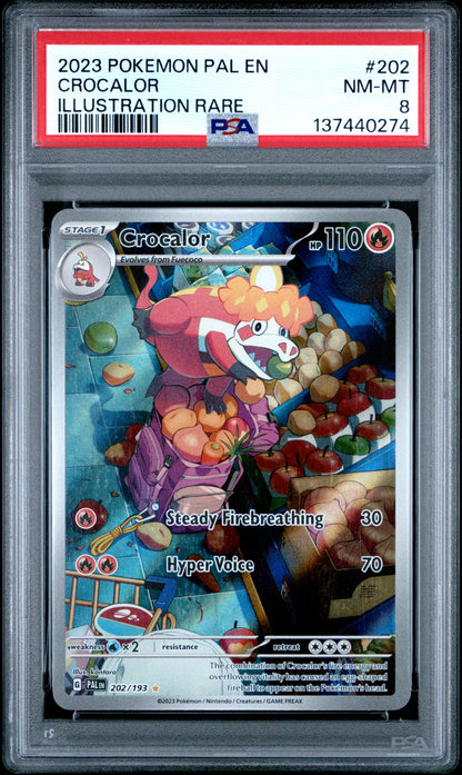 2023 POKEMON PAL EN-PALDEA EVOLVED 202 CROCALOR ILLUSTRATION RARE - PSA NEAR MINT-MINT 8