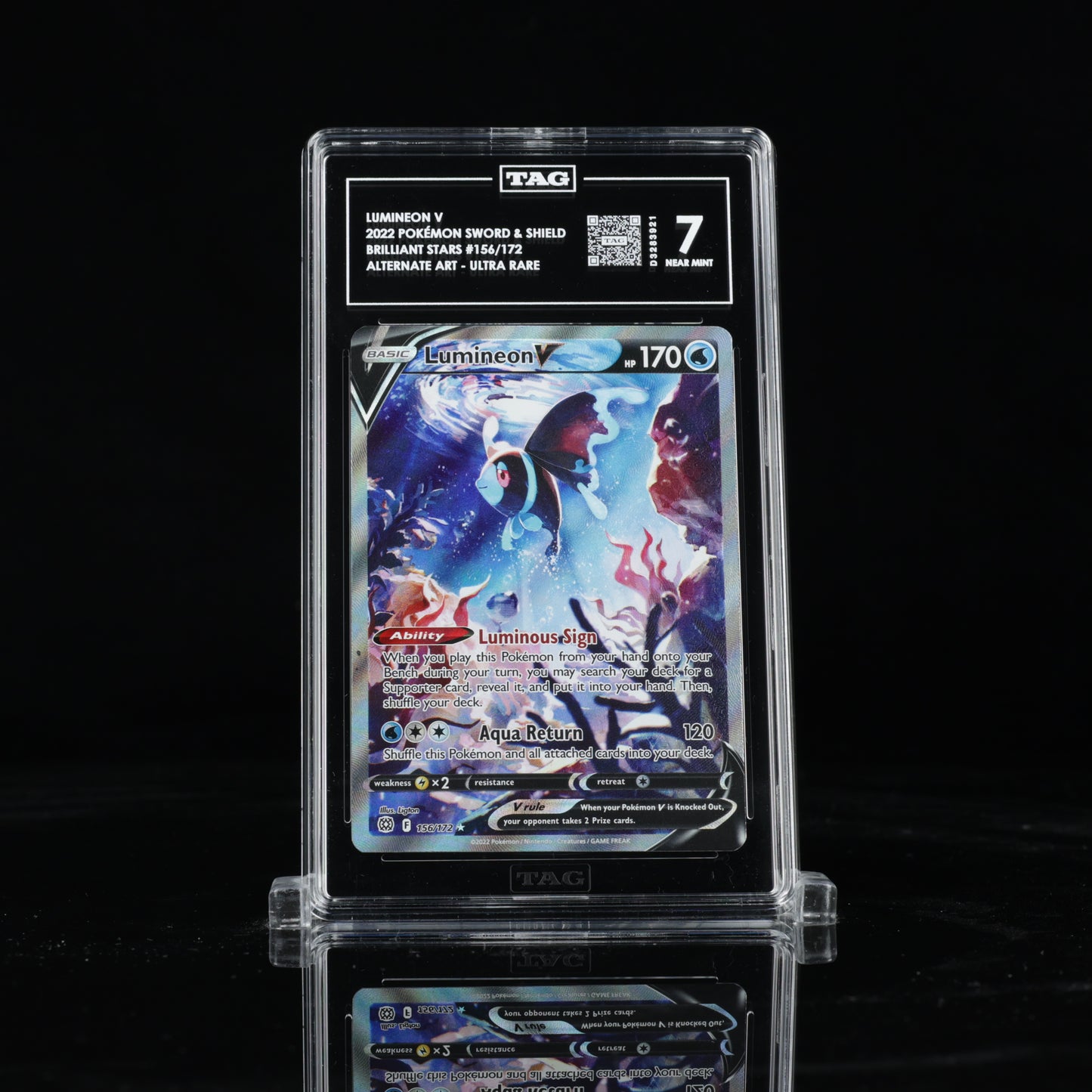 2022 Pokémon Sword & Shield Brilliant Stars 156/172 Lumineon V Full Art - Ultra Rare - TAG NEAR MINT 7