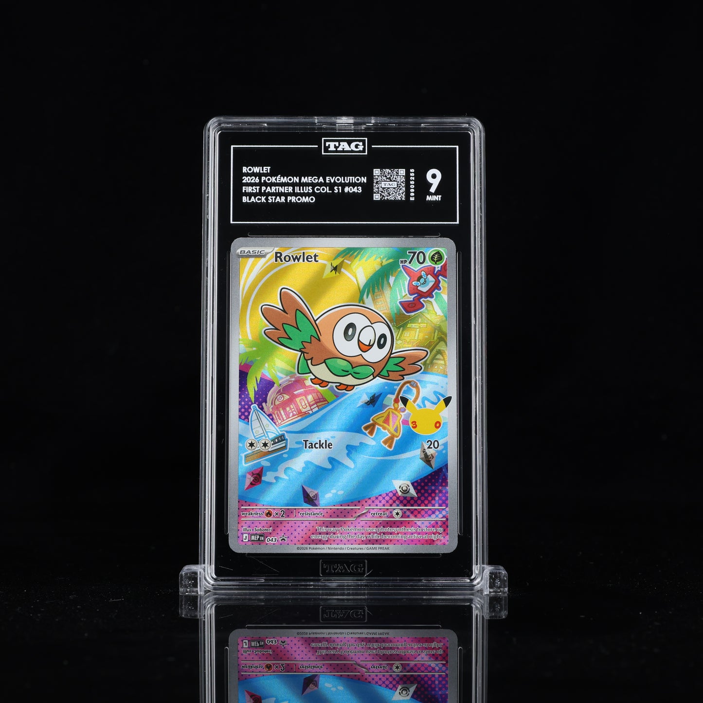 2026 Pokémon Mega Evolution Black Star Promos #043 Rowlet - TAG 9 MINT