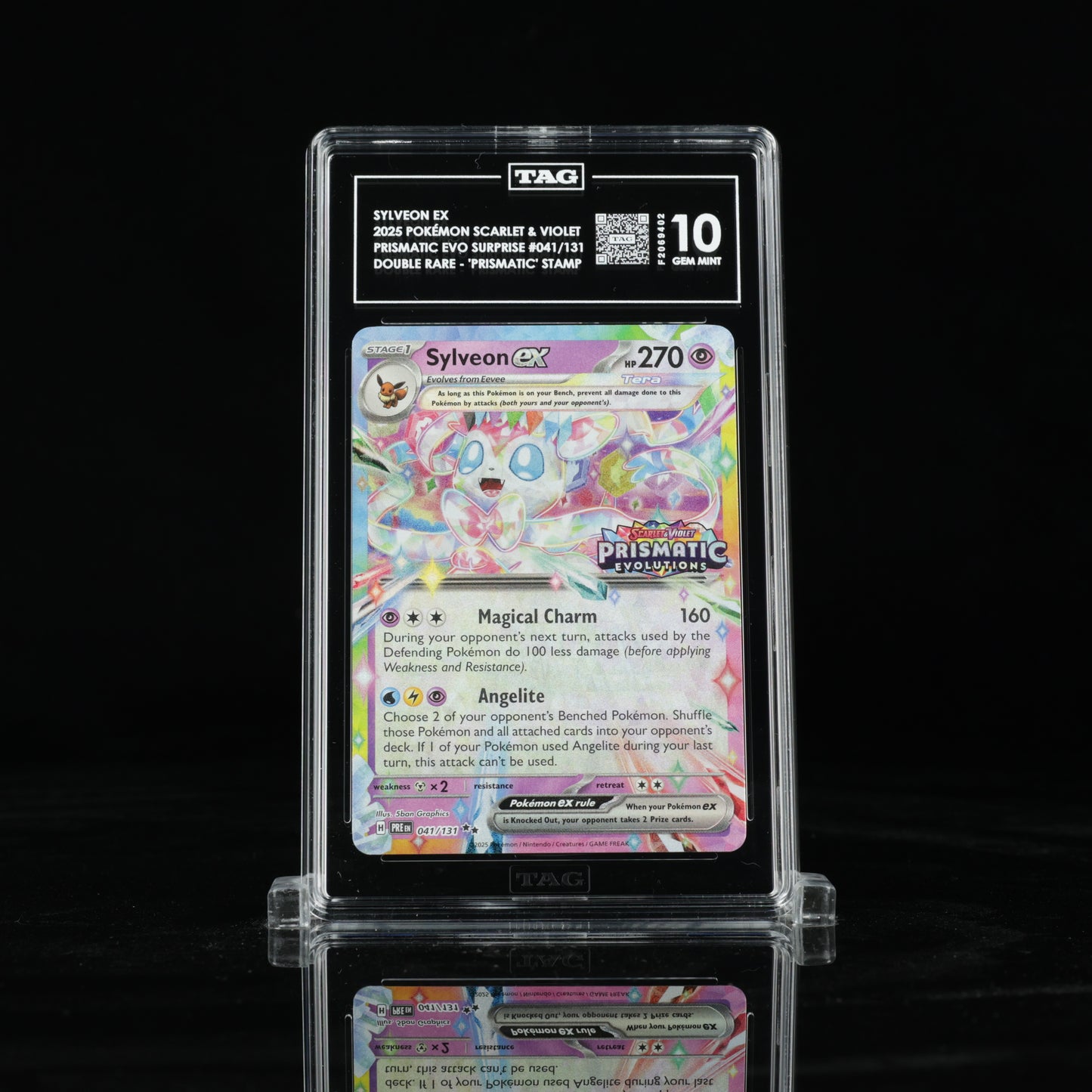 2025 Pokémon Scarlet & Violet Prismatic Evolutions Surprise Box 041/131 Sylveon ex Double Rare - "Prismatic Evolutions" Stamp - TAG GEM MINT 10