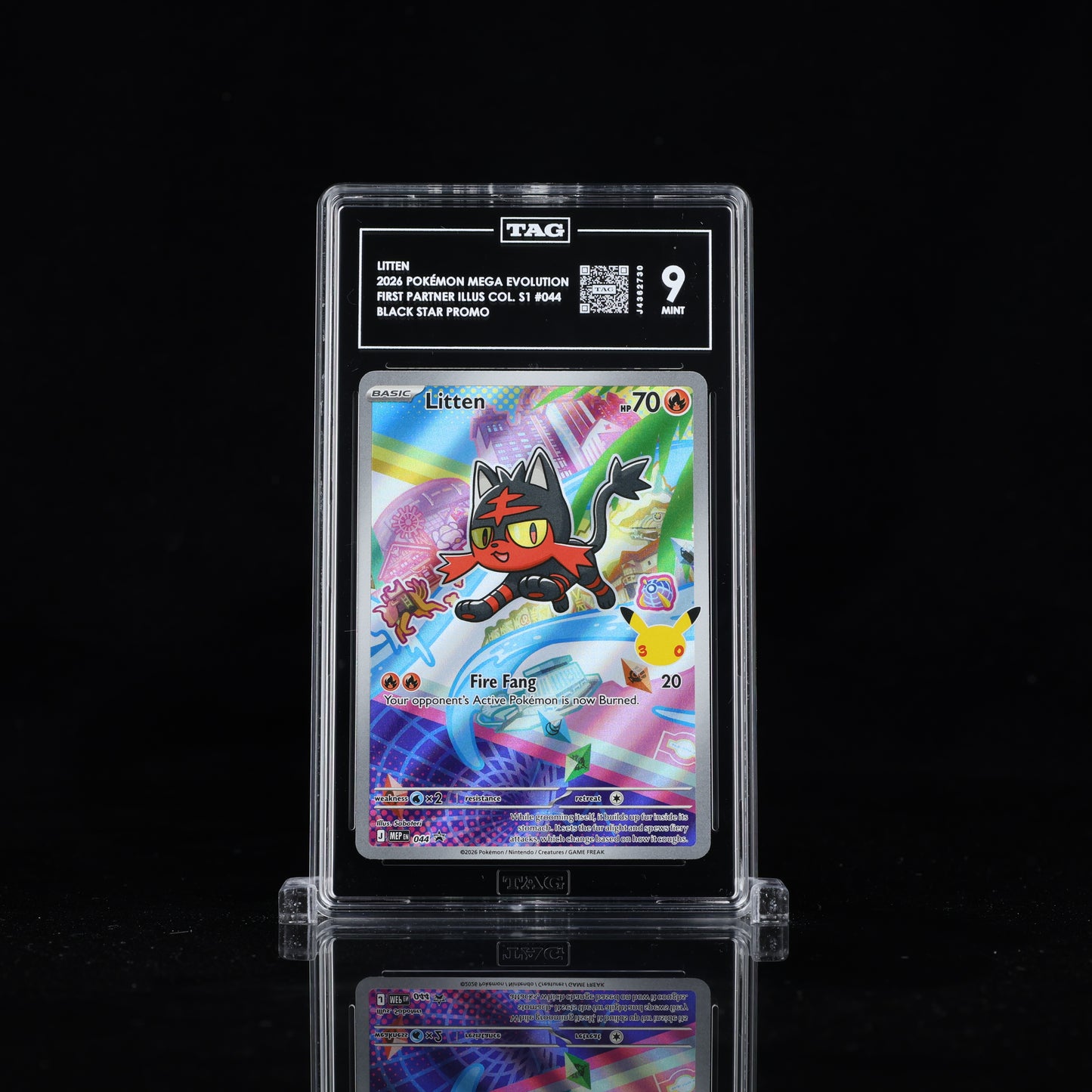 2026 Pokémon Mega Evolution Black Star Promos #044 Litten - TAG 9 MINT