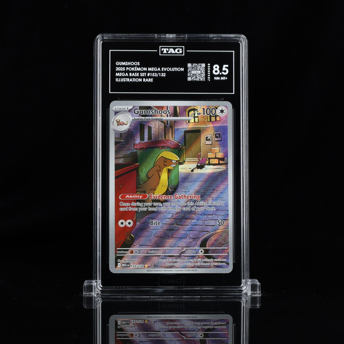 2025 Pokémon Mega Evolution #153/132 Gumshoos - TAG 8.5 NM MT+
