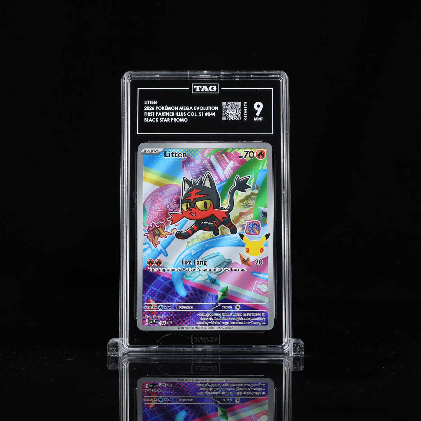 2026 Pokémon Mega Evolution Black Star Promos #044 Litten - TAG 9 MINT