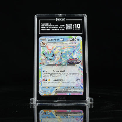 2025 Pokémon Scarlet & Violet Prismatic Evolutions Surprise Box 023/131 Vaporeon ex Double Rare - "Prismatic Evolutions" Stamp - TAG GEM MINT 10