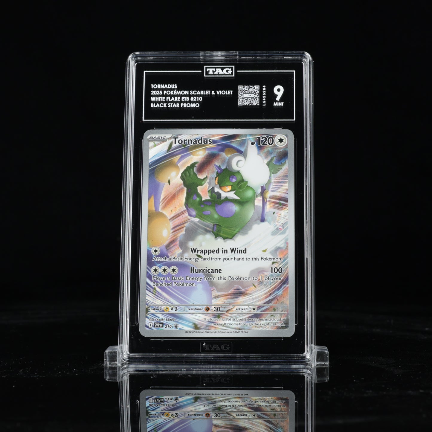 2025 Pokémon Scarlet & Violet Black Star Promos White Flare Elite Trainer Box 210 Tornadus Holo - TAG MINT 9