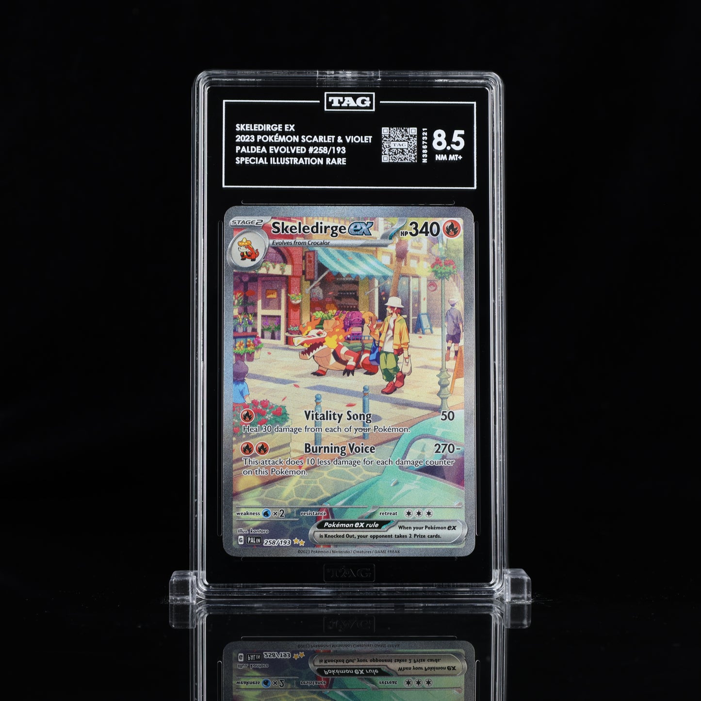 2023 Pokémon Scarlet & Violet #258/193 Skeledirge ex - TAG 8.5 NM MT+