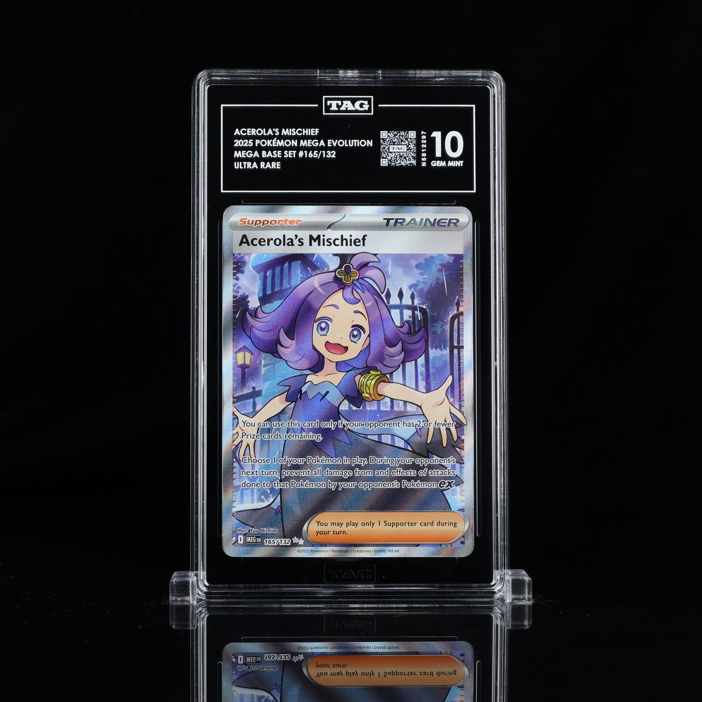 2025 Pokémon Mega Evolution #165/132 Acerola's Mischief - TAG 10 GEM MINT