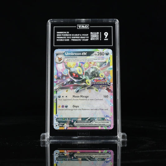 2025 Pokémon Scarlet & Violet Prismatic Evolutions Surprise Box 060/131 Umbreon ex Double Rare - "Prismatic Evolutions" Stamp - TAG MINT 9
