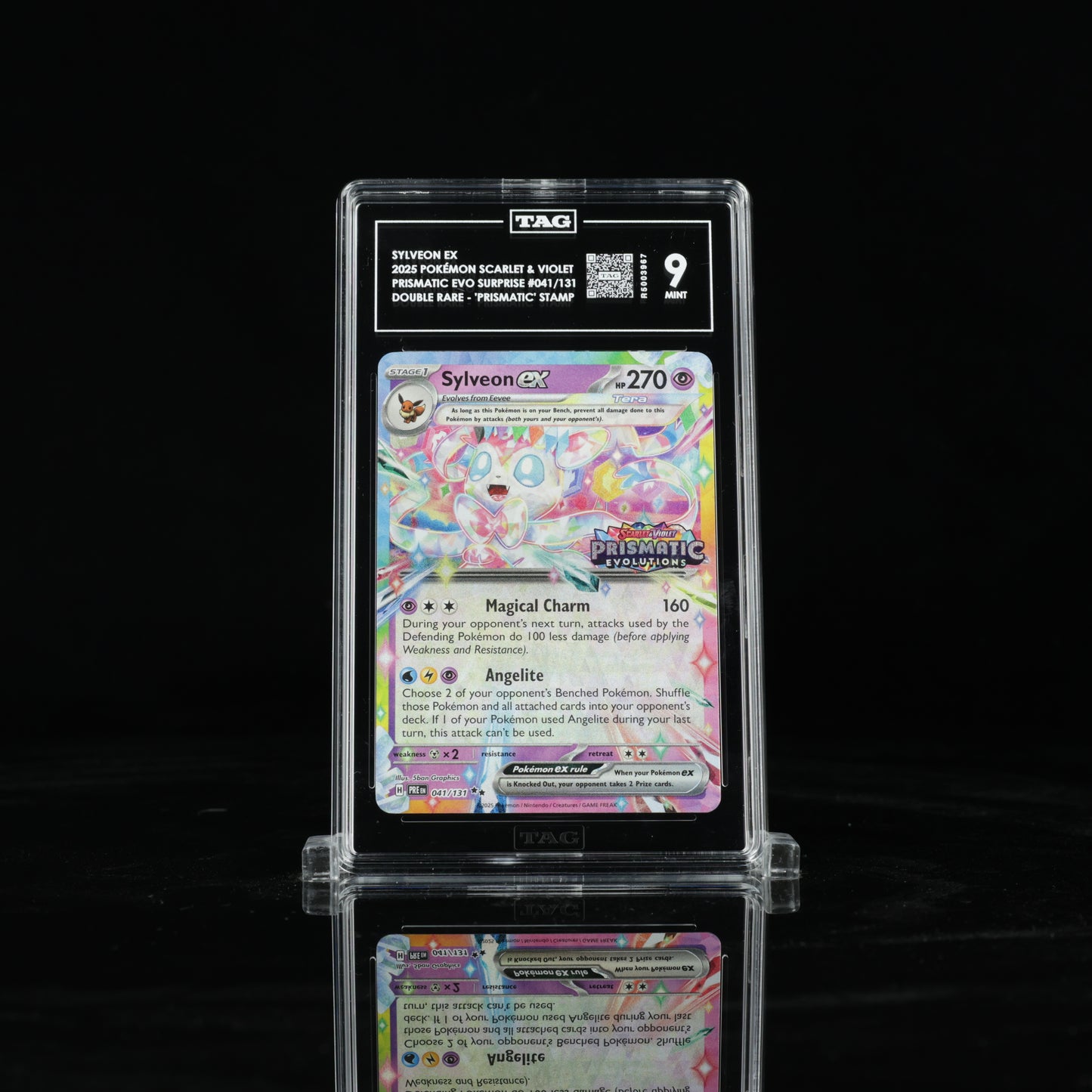 2025 Pokémon Scarlet & Violet Prismatic Evolutions Surprise Box 041/131 Sylveon ex Double Rare - "Prismatic Evolutions" Stamp - TAG MINT 9