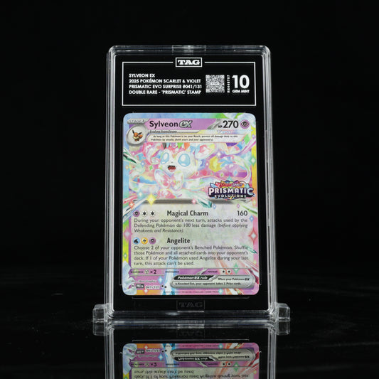 2025 Pokémon Scarlet & Violet Prismatic Evolutions Surprise Box 041/131 Sylveon ex Double Rare - "Prismatic Evolutions" Stamp - TAG GEM MINT 10