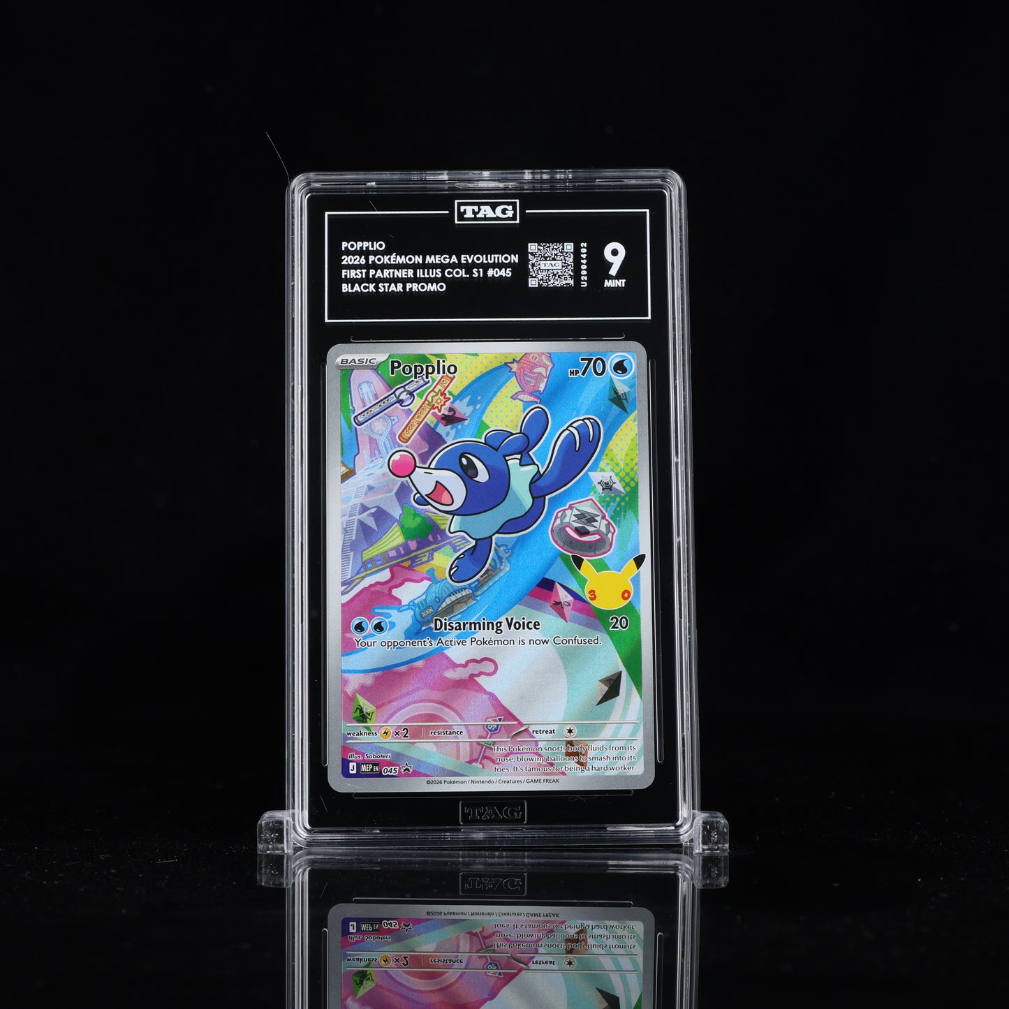 2026 Pokémon Mega Evolution Black Star Promos #045 Popplio - TAG 9 MINT