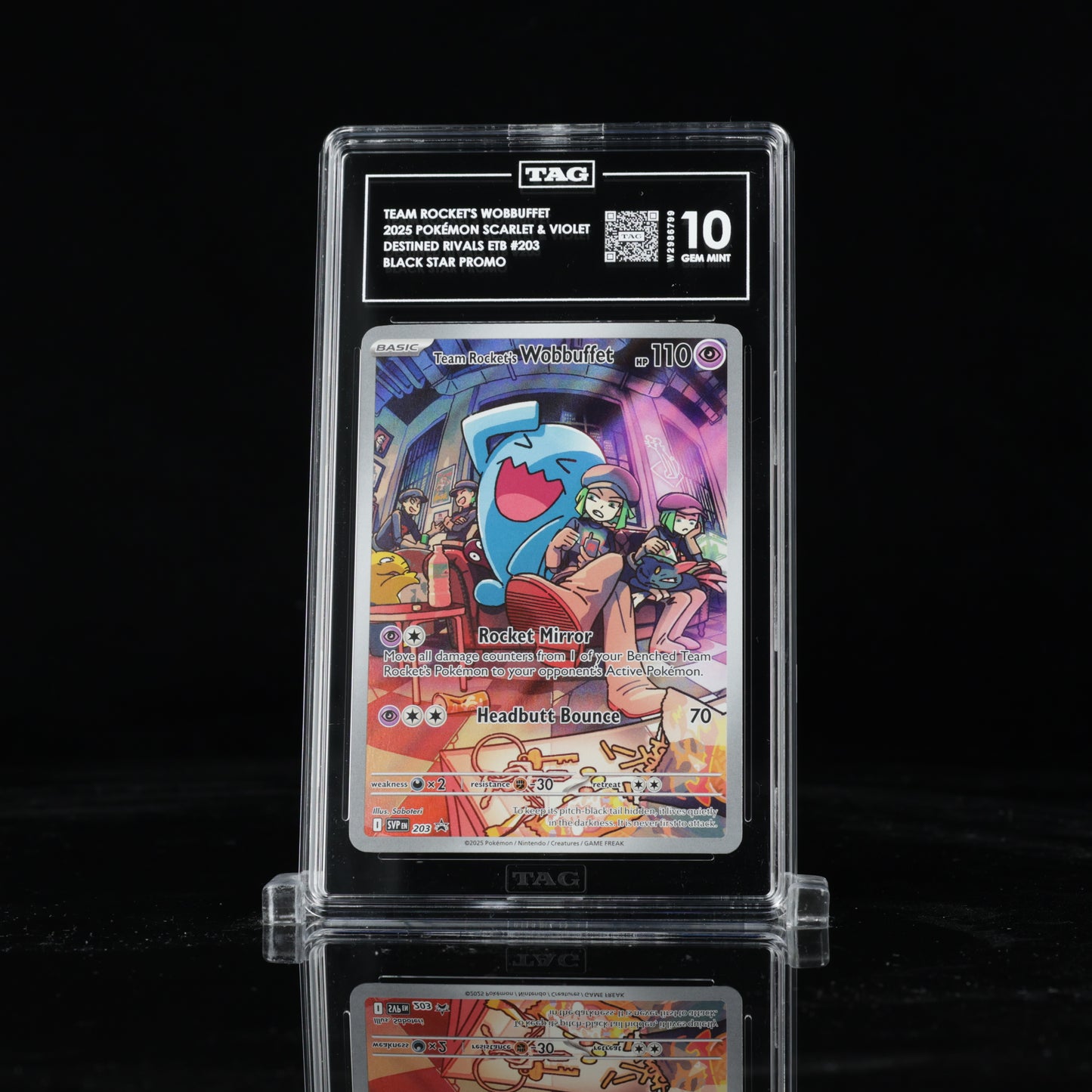 2025 Pokémon Scarlet & Violet Black Star Promos Destined Rivals Elite Trainer Box 203 Team Rocket's Wobbuffet Holo - TAG GEM MINT 10