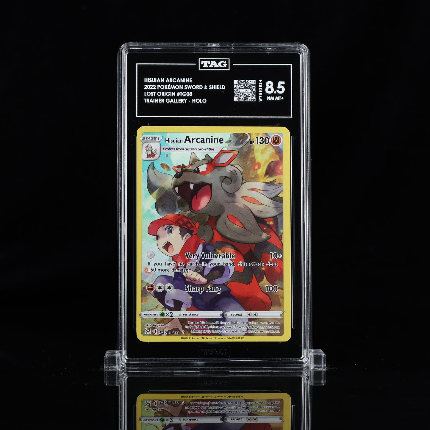 2022 Pokémon Sword & Shield #TG08 Hisuian Arcanine - TAG 8.5 NM MT+