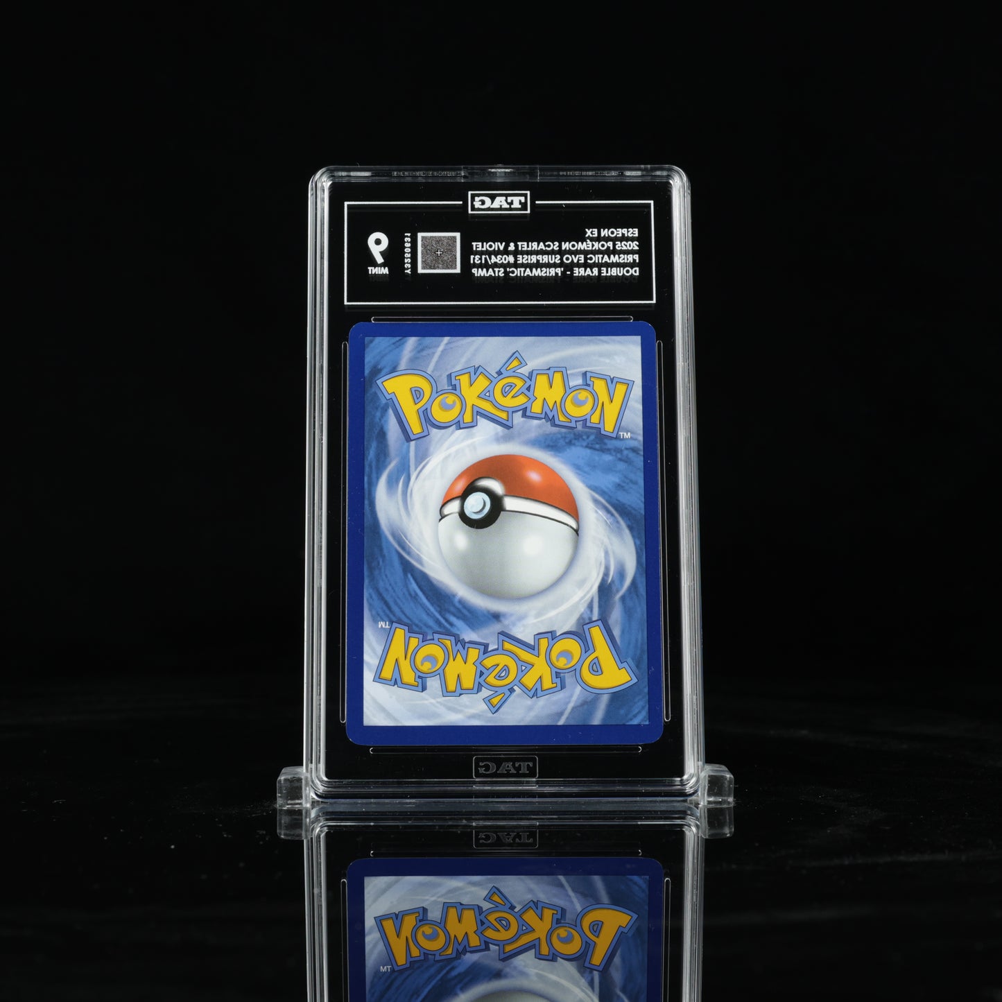 2025 Pokémon Scarlet & Violet Prismatic Evolutions Surprise Box 034/131 Espeon ex Double Rare - "Prismatic Evolutions" Stamp - TAG MINT 9