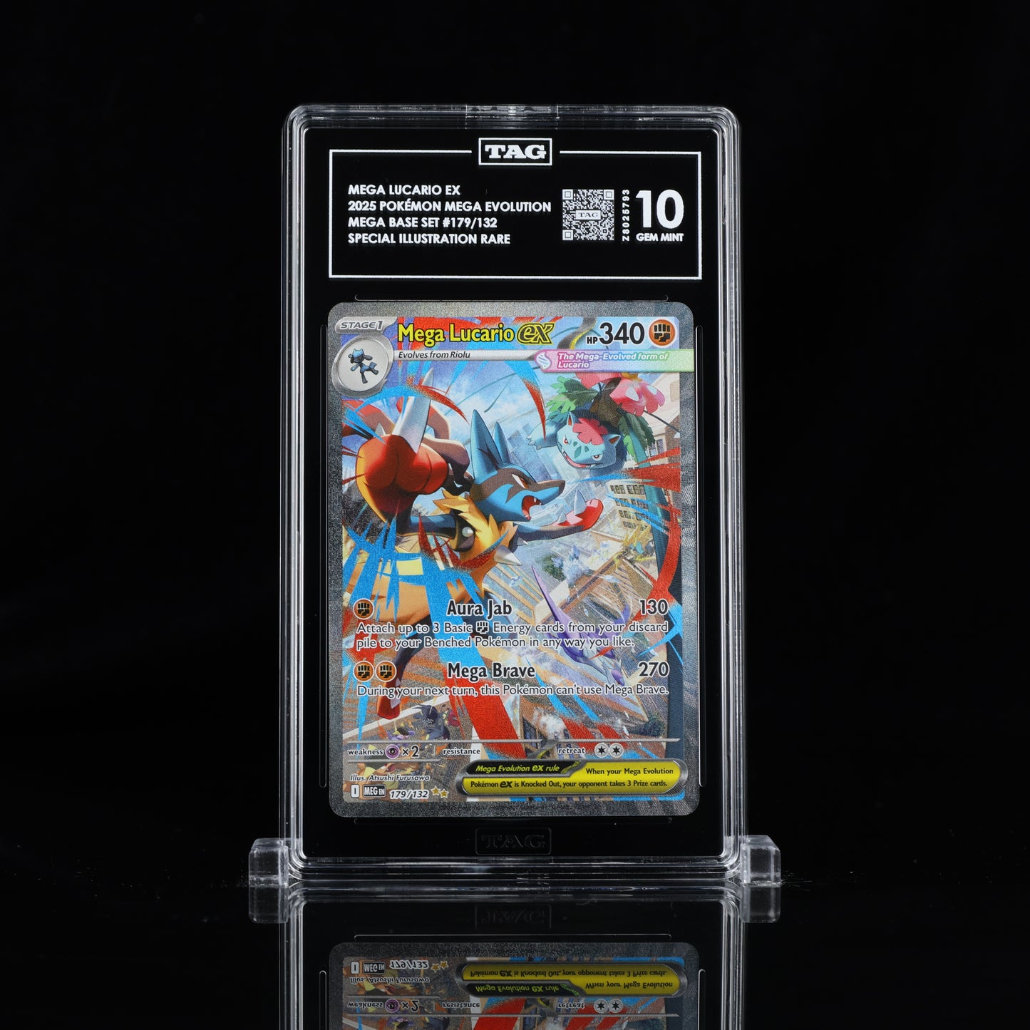2025 Pokémon Mega Evolution #179/132 Mega Lucario ex - TAG 10 GEM MINT
